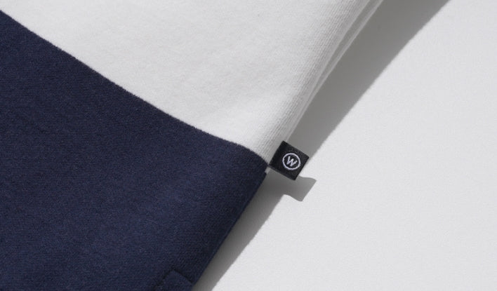 ダブルユーブイプロジェクト(WV PROJECT) Mid-Summer Stripe Short-Sleeved T-Shirt Navy JIST7508