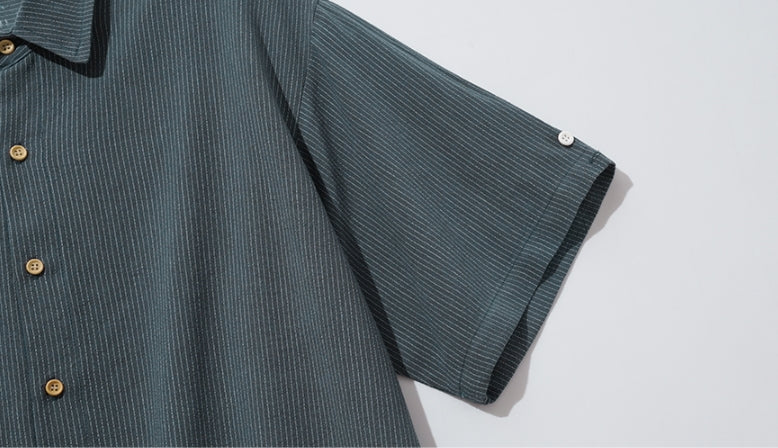 ダブルユーブイプロジェクト(WV PROJECT) Ritz Stripe Short-Sleeved Shirt Blue Gray MJSS7506