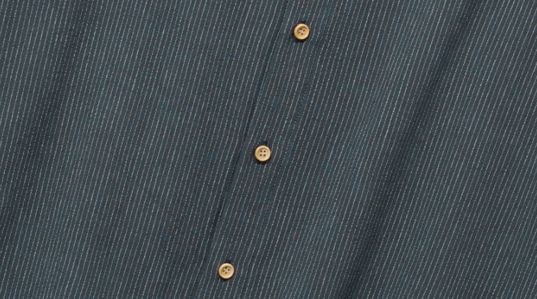 ダブルユーブイプロジェクト(WV PROJECT) Ritz Stripe Short-Sleeved Shirt Blue Gray MJSS7506