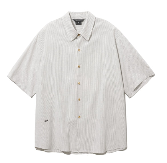 ダブルユーブイプロジェクト(WV PROJECT) Ritz Stripe Short-Sleeved Shirt Ivory MJSS7506