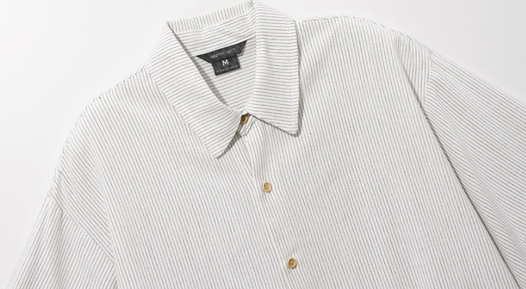 ダブルユーブイプロジェクト(WV PROJECT) Ritz Stripe Short-Sleeved Shirt Ivory MJSS7506