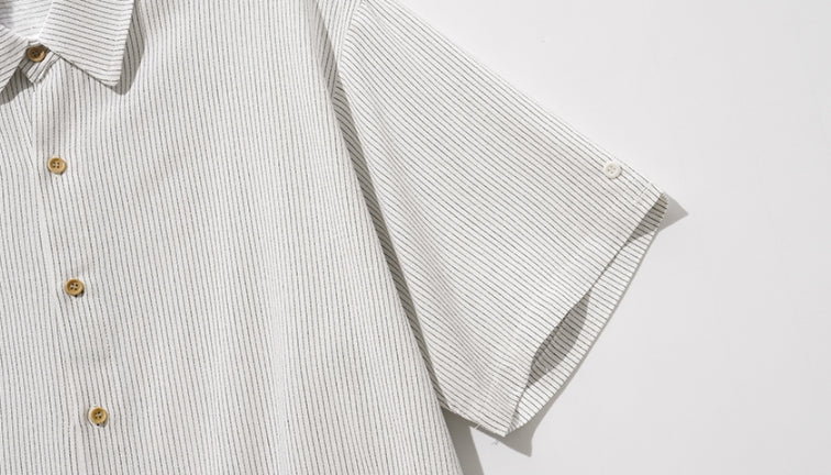 ダブルユーブイプロジェクト(WV PROJECT) Ritz Stripe Short-Sleeved Shirt Ivory MJSS7506