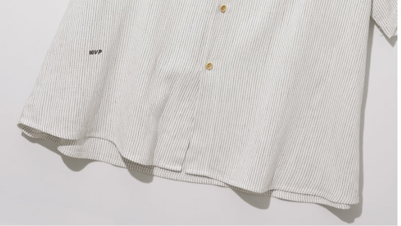 ダブルユーブイプロジェクト(WV PROJECT) Ritz Stripe Short-Sleeved Shirt Ivory MJSS7506