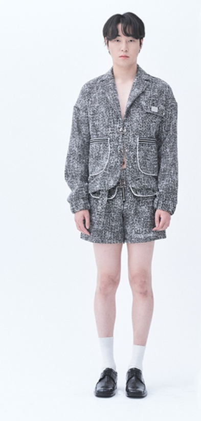 オージーオーディー(OZOD) TWEED DROP BLAZER_BLACK