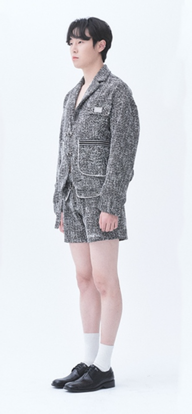 オージーオーディー(OZOD) TWEED DROP BLAZER_BLACK