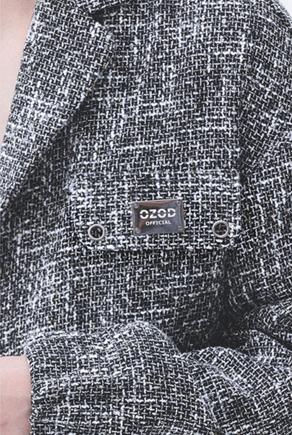 オージーオーディー(OZOD) TWEED DROP BLAZER_BLACK