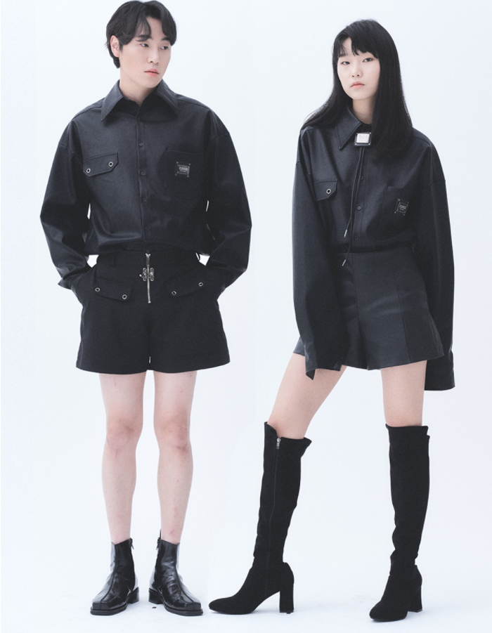 オージーオーディー(OZOD) LEATHER SHIRTS_BLACK