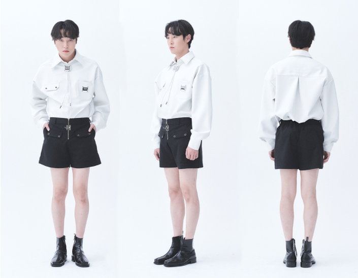 オージーオーディー(OZOD) LEATHER SHIRTS_WHITE