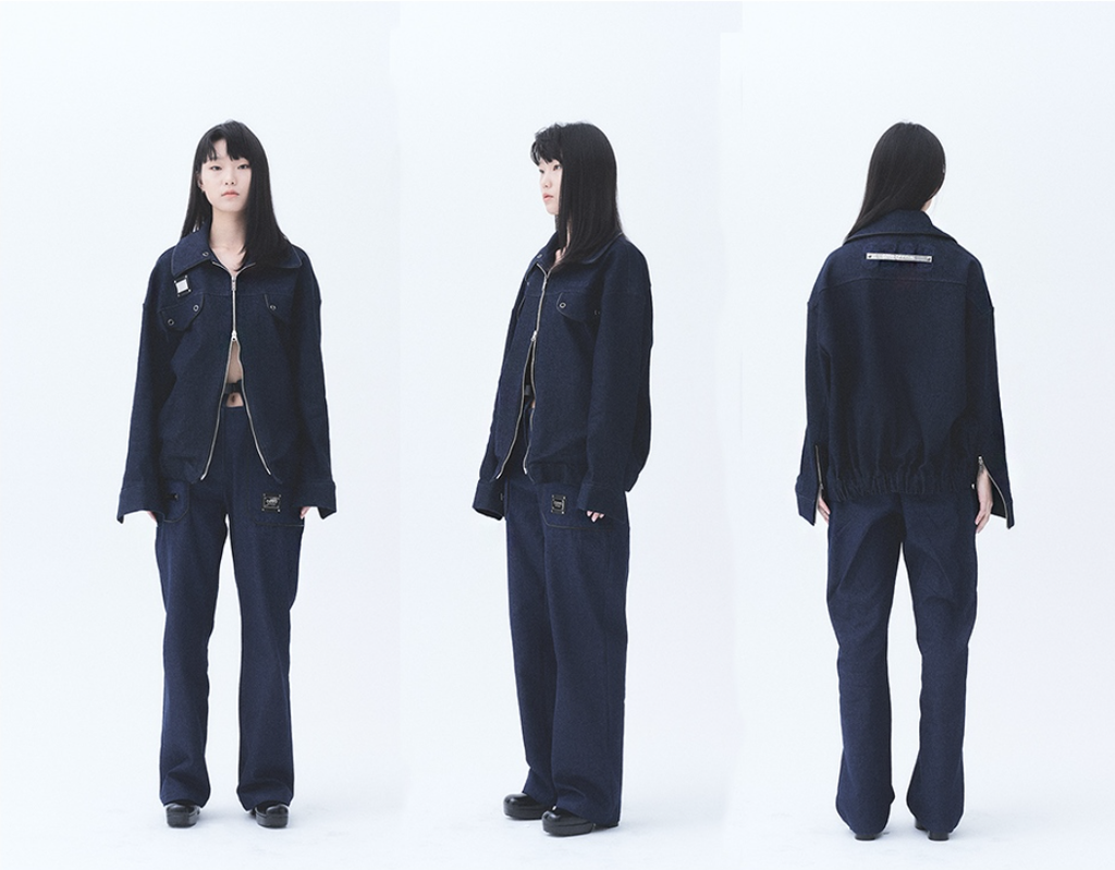 オージーオーディー(OZOD)  DENIM DROP JACKET_NAVYBLUE