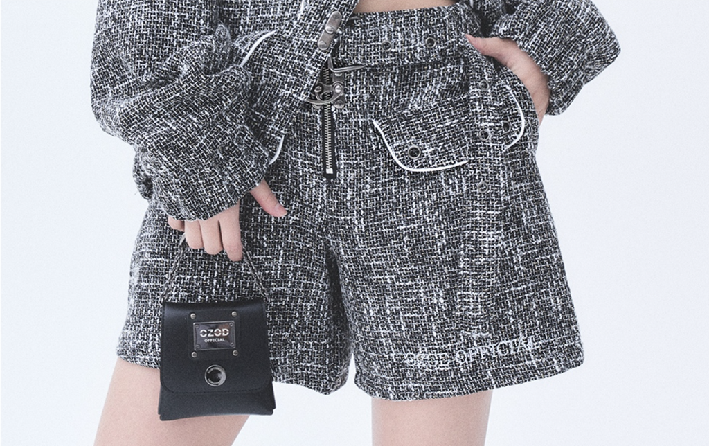 オージーオーディー(OZOD)  TWEED SHORTS_BLACK