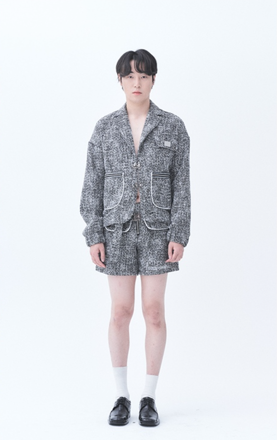 オージーオーディー(OZOD)  TWEED SHORTS_BLACK