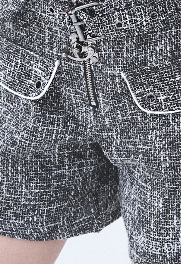 オージーオーディー(OZOD)  TWEED SHORTS_BLACK