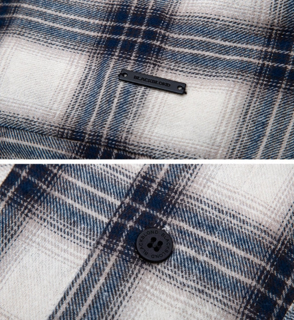 ブラックブロンド(BLACKBLOND)  BBD Graffiti Logo Layered Check Shirt (Ivory)