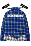 ブラックブロンド(BLACKBLOND)  BBD Graffiti Logo Layered Check Shirt (Blue)