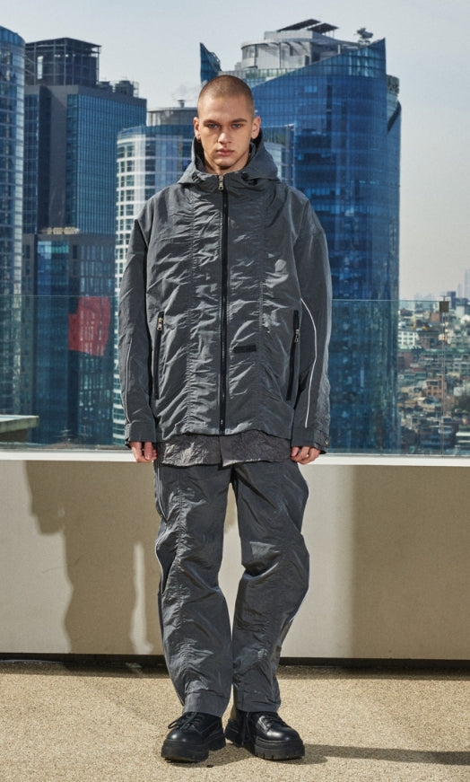 OVERR(オベルー)  21SS METAL RIP CHARCOAL NYLON JACKET
