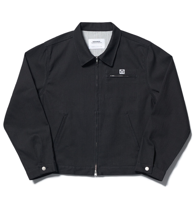 NOMANUAL(ノーマニュアル)  STRIPED WORK JACKET - CHARCOAL
