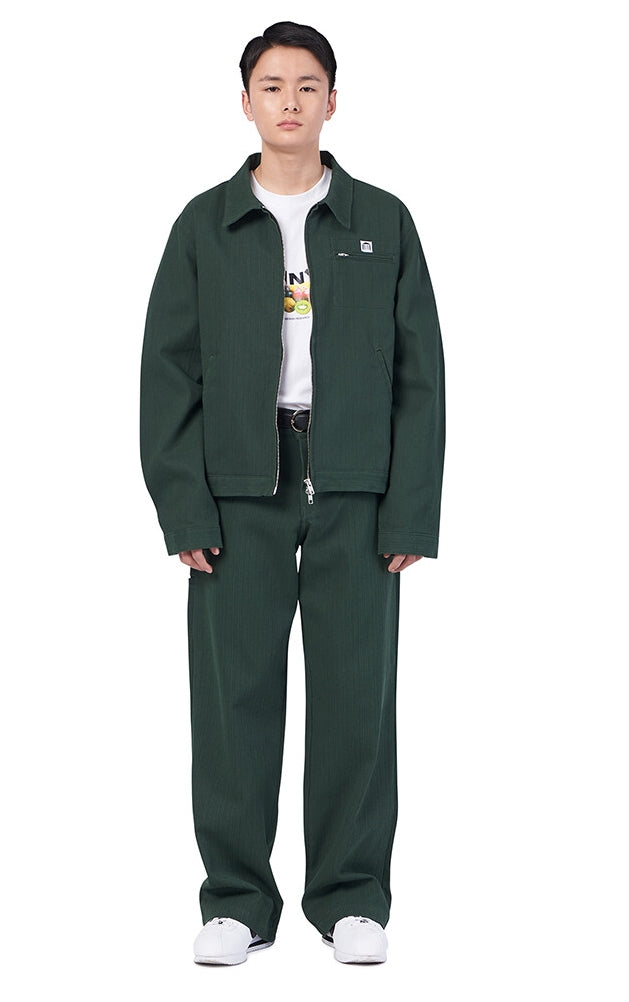 NOMANUAL(ノーマニュアル)  STRIPED WORK JACKET - GREEN