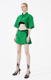 イーエスシースタジオ(ESC STUDIO) Stud crop pad shirt jacket (green)