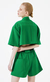 イーエスシースタジオ(ESC STUDIO) Stud crop pad shirt jacket (green)