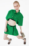 イーエスシースタジオ(ESC STUDIO) Stud crop pad shirt jacket (green)