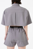 イーエスシースタジオ(ESC STUDIO)  Stud crop pad shirt jacket (grey)