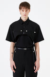 イーエスシースタジオ(ESC STUDIO)  Stud crop pad shirt jacket (black)