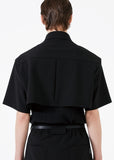 イーエスシースタジオ(ESC STUDIO)  Stud crop pad shirt jacket (black)