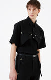 イーエスシースタジオ(ESC STUDIO)  Stud crop pad shirt jacket (black)