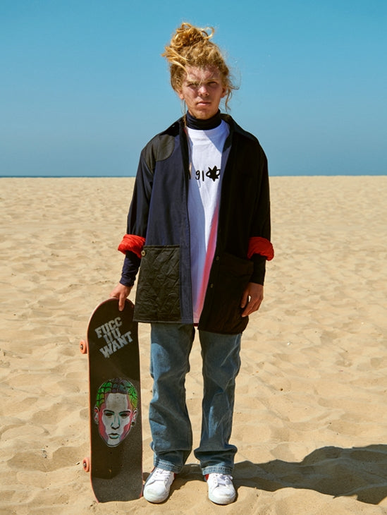 FM91.02 (エフエム91.02) SK8TE JACKET navy