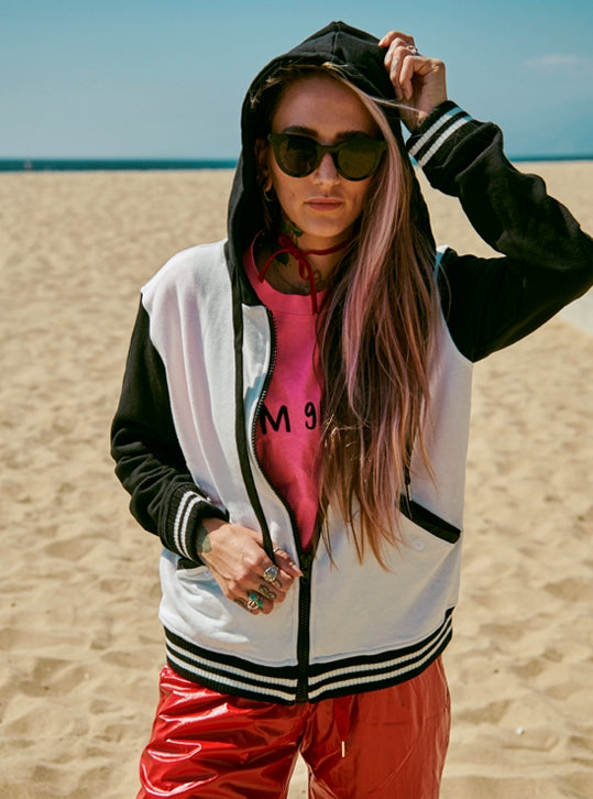 FM91.02 (エフエム91.02) BASEBALL ZIPUP ivory(black)