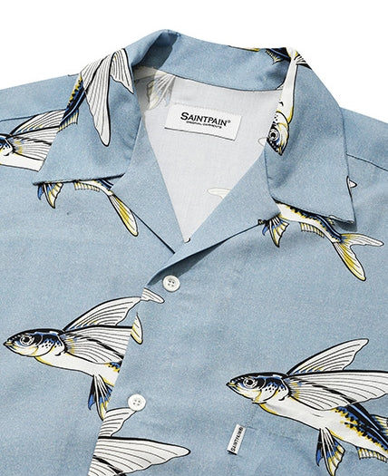 セイントペイン(SAINTPAIN)  SPXBH OPEN COLLAR SHIRTS-BLUE