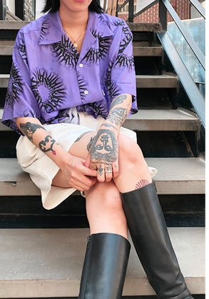 セイントペイン(SAINTPAIN)  SPXBH OPEN COLLAR SHIRTS-PURPLE