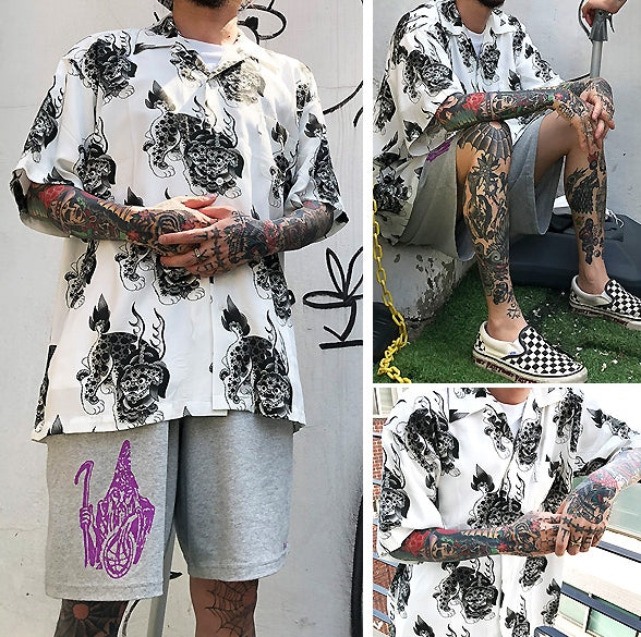 セイントペイン(SAINTPAIN)  SPXBH OPEN COLLAR SHIRTS-WHITE