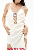 オージーオーディー(OZOD)  TWISTED LOGO DRESS_WHITE