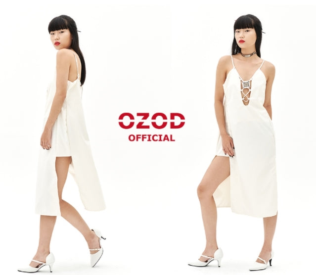 オージーオーディー(OZOD)  TWISTED LOGO DRESS_WHITE