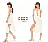 オージーオーディー(OZOD)  TWISTED LOGO DRESS_WHITE