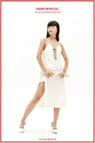 オージーオーディー(OZOD)  TWISTED LOGO DRESS_WHITE