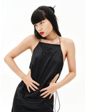 オージーオーディー(OZOD)  SATIN HOLE DRESS_BLACK