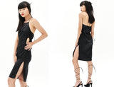 オージーオーディー(OZOD)  SATIN HOLE DRESS_BLACK