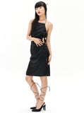オージーオーディー(OZOD)  SATIN HOLE DRESS_BLACK