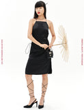オージーオーディー(OZOD)  SATIN HOLE DRESS_BLACK