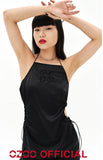 オージーオーディー(OZOD)  SATIN HOLE DRESS_BLACK