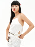 オージーオーディー(OZOD) SATIN HOLE DRESS_WHITE