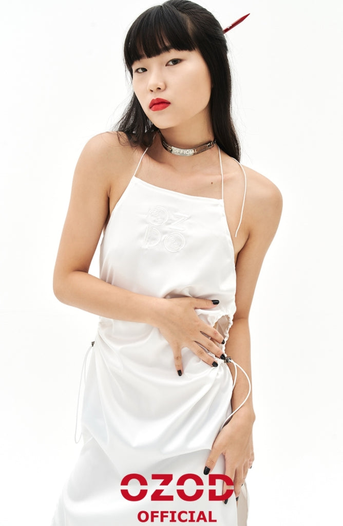 オージーオーディー(OZOD) SATIN HOLE DRESS_WHITE