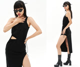 オージーオーディー(OZOD)  GATHER SLIT DRESS_BLACK