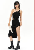 オージーオーディー(OZOD)  GATHER SLIT DRESS_BLACK