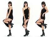オージーオーディー(OZOD)  GATHER SLIT DRESS_BLACK