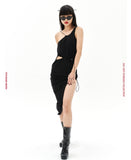 オージーオーディー(OZOD)  GATHER SLIT DRESS_BLACK