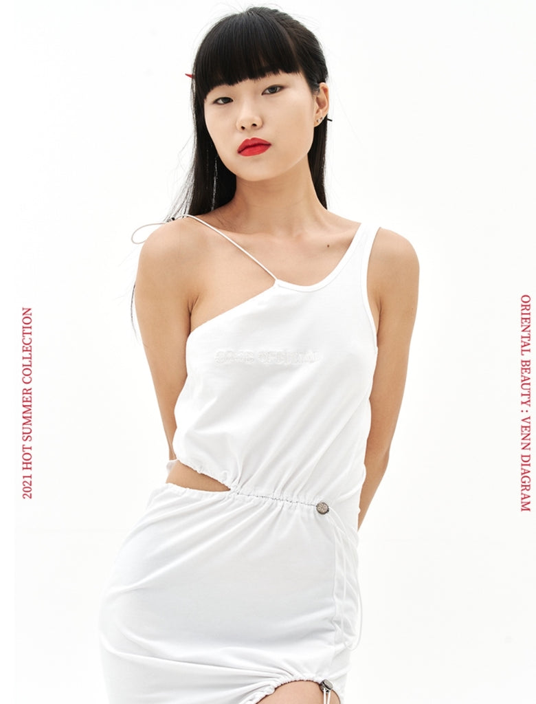オージーオーディー(OZOD)  GATHER SLIT DRESS_WHITE