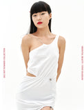オージーオーディー(OZOD)  GATHER SLIT DRESS_WHITE